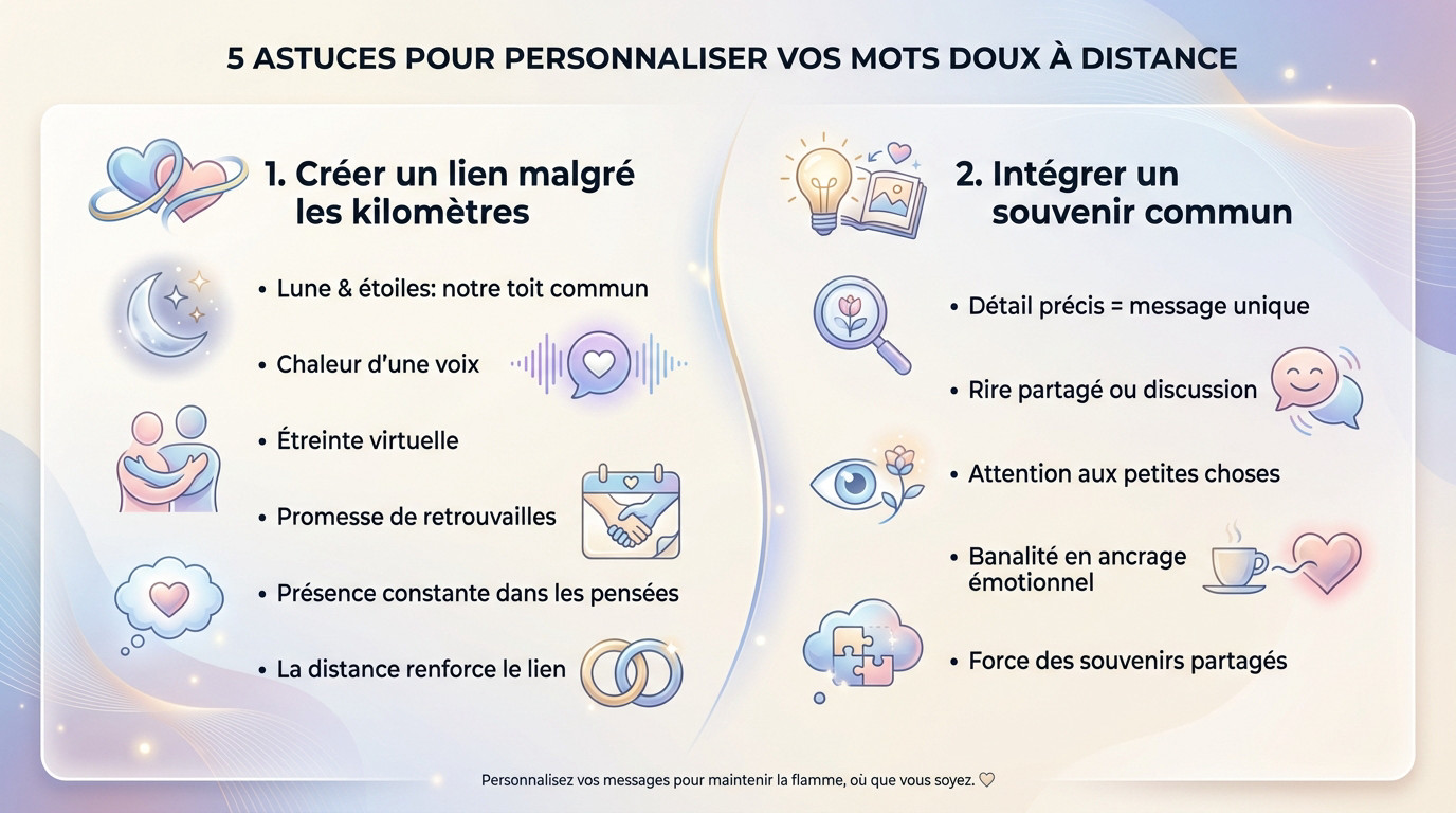 Couple échangeant des messages de bonne nuit romantiques à distance via smartphone