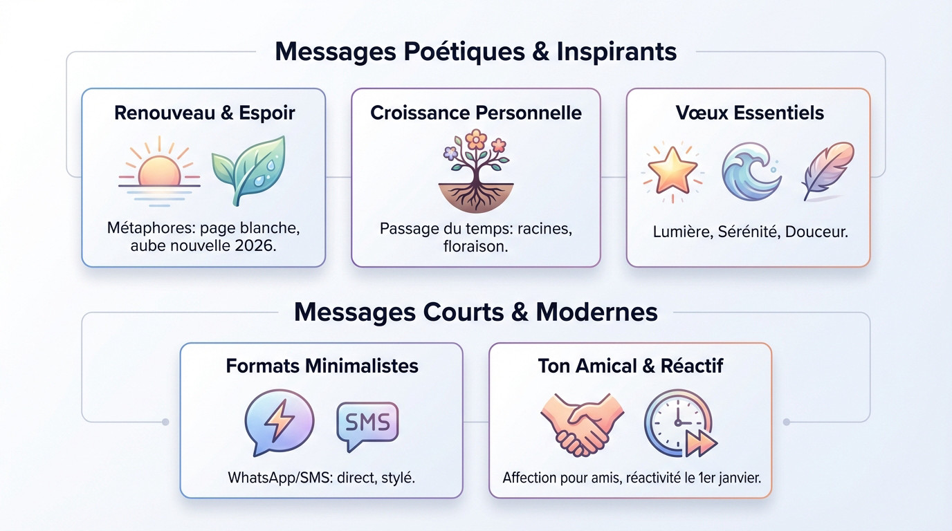Idées de messages originaux et poétiques pour souhaiter la bonne année 2026 aux proches