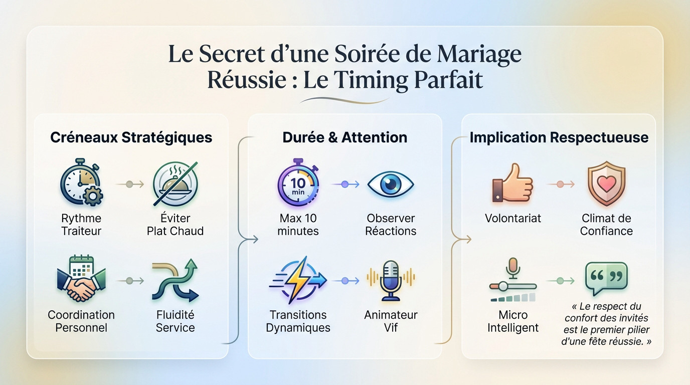 Invités riant lors d'une animation de mariage bien rythmée
