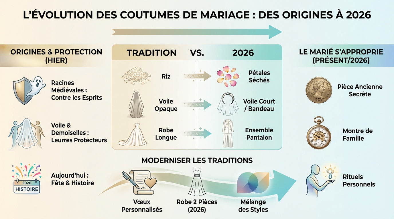 Évolution historique des traditions de mariage vers les tendances modernes de 2026