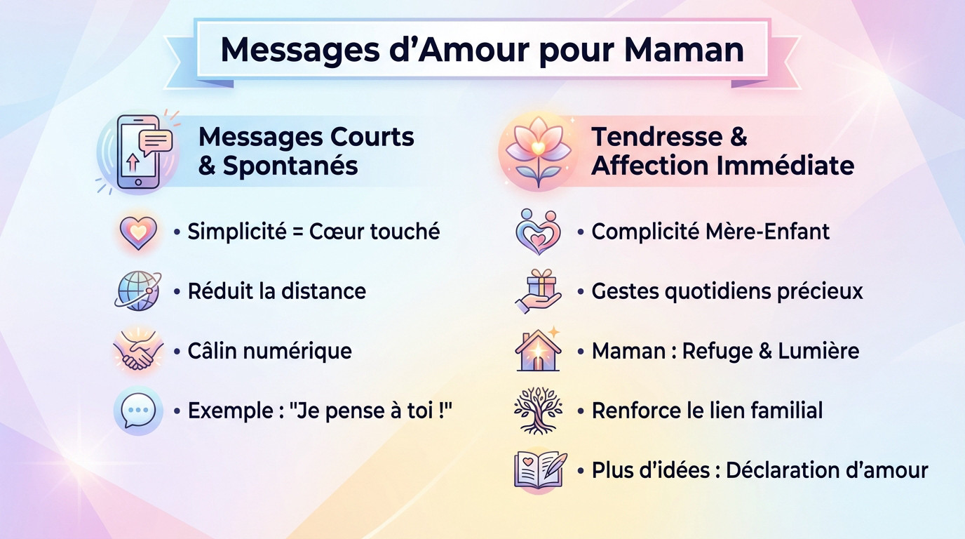 Maman lisant un message d'amour court et touchant sur son téléphone