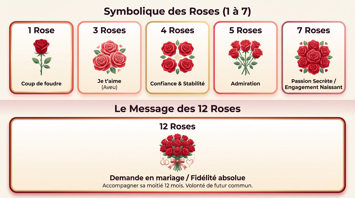 Illustration de la signification du nombre de roses pour un bouquet