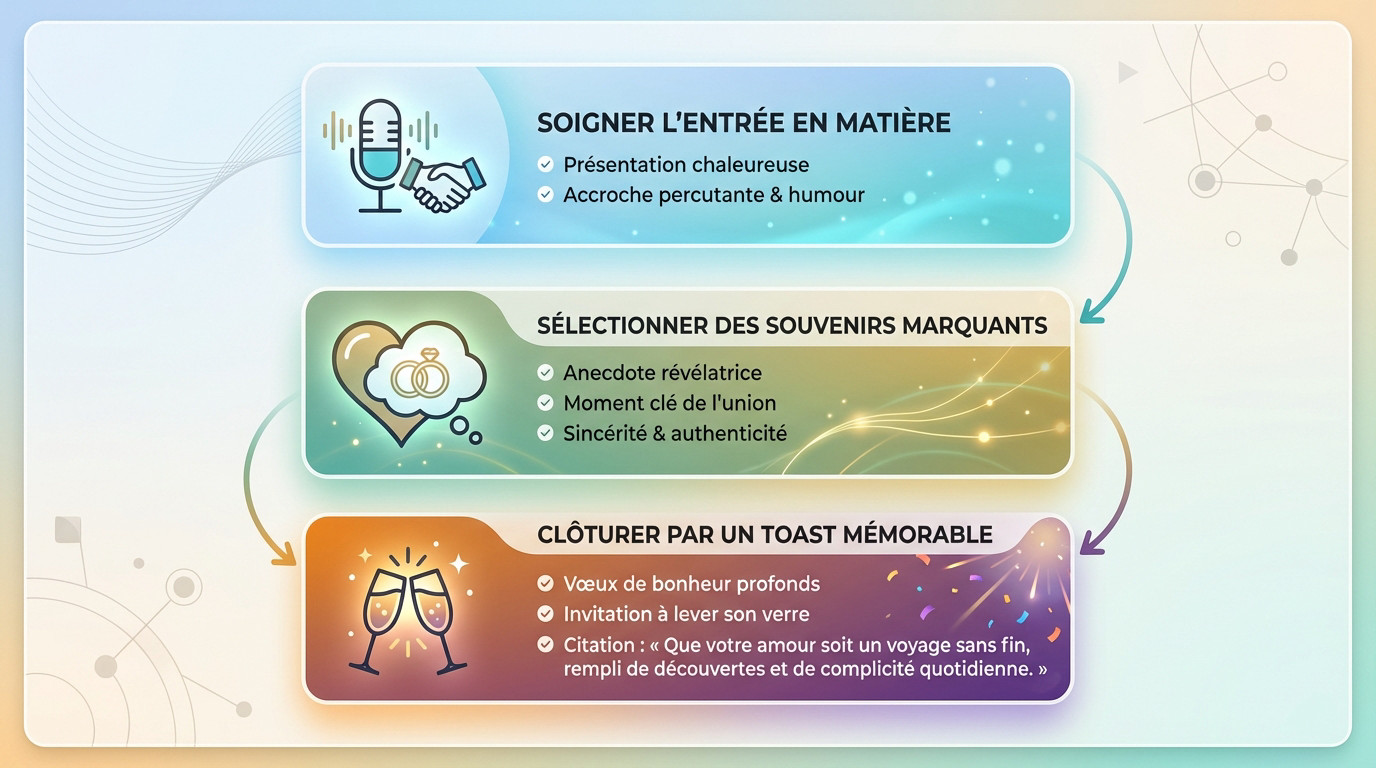 Témoin de mariage préparant son discours avec des notes structurées