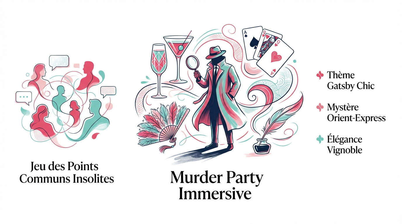 Animation de murder party et jeux interactifs pour un anniversaire adulte réussi
