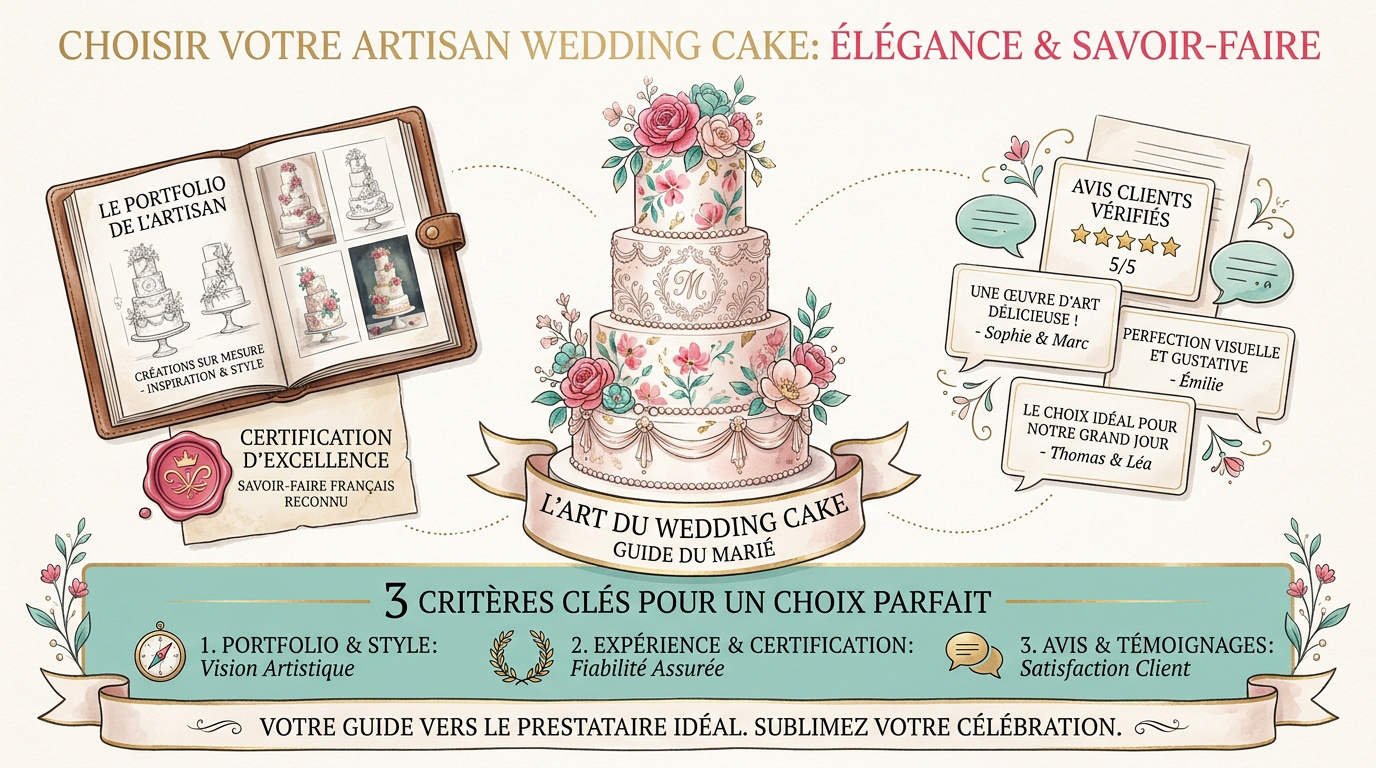 Wedding cake élégant à plusieurs étages avec décoration florale pour un mariage en France