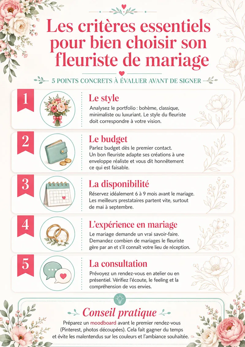 Infographie : Comment choisir son fleuriste de mariage